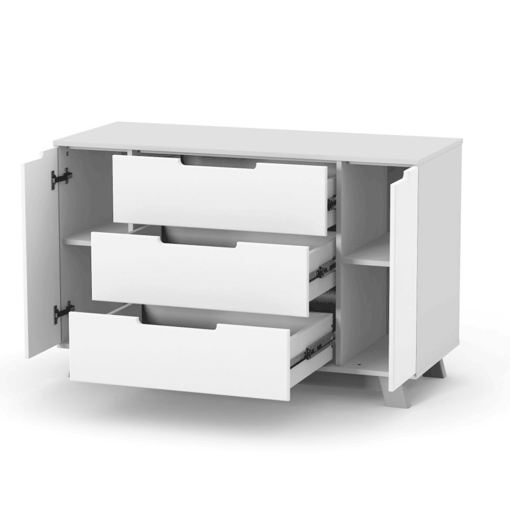 Dětská komoda Lussi Gekko Kids, 120x49x77cm, Bílá / Šedá